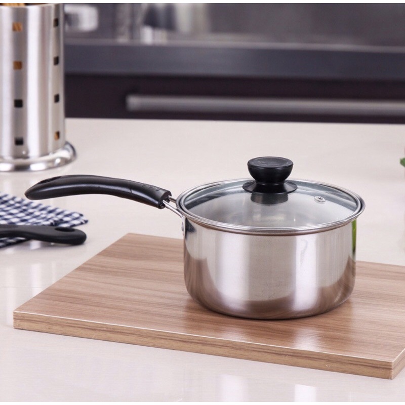 Nồi nấu bột, quánh nấu bột, quấy bột cho bé vung kính cường lực dùng được trên bếp từ