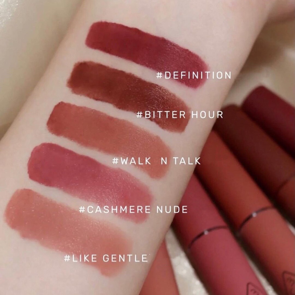 Son kem lì 3CE mềm môi tôn da Velvet Lip Tint mịn môi lâu trôi BITTER HOUR 3CE006