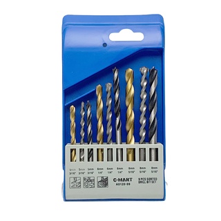 Bộ mũi khoan sắt 9 cây c-mart a0120-09 - bộ mũi khoan dùng khoan bê tông, gỗ, sắt
