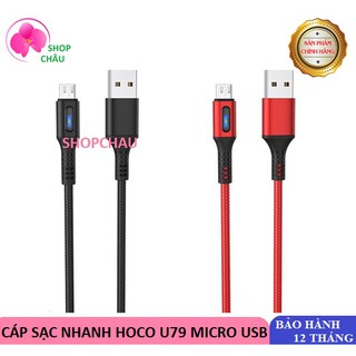 Cáp Sạc Nhanh 3A Hoco U79 Tự Ngắt 1m Chính Hãng Có Đèn Led Báo Sạc