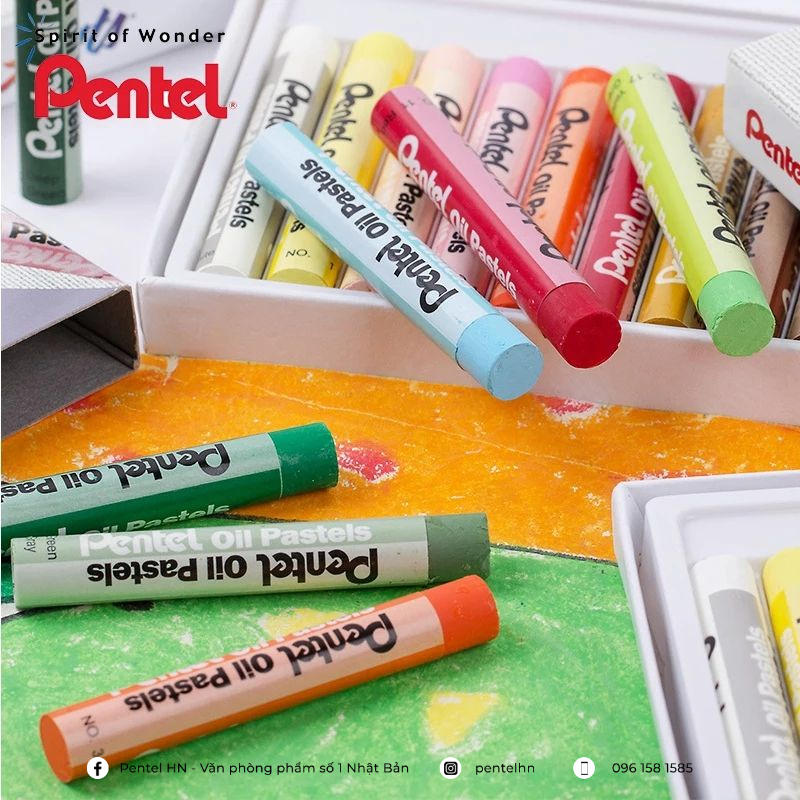 Sáp Màu Dầu Pentel Oil Pastel 25 màu PHN-25 | Màu Sắc Tươi Sáng | An Toàn Không Độc Hại