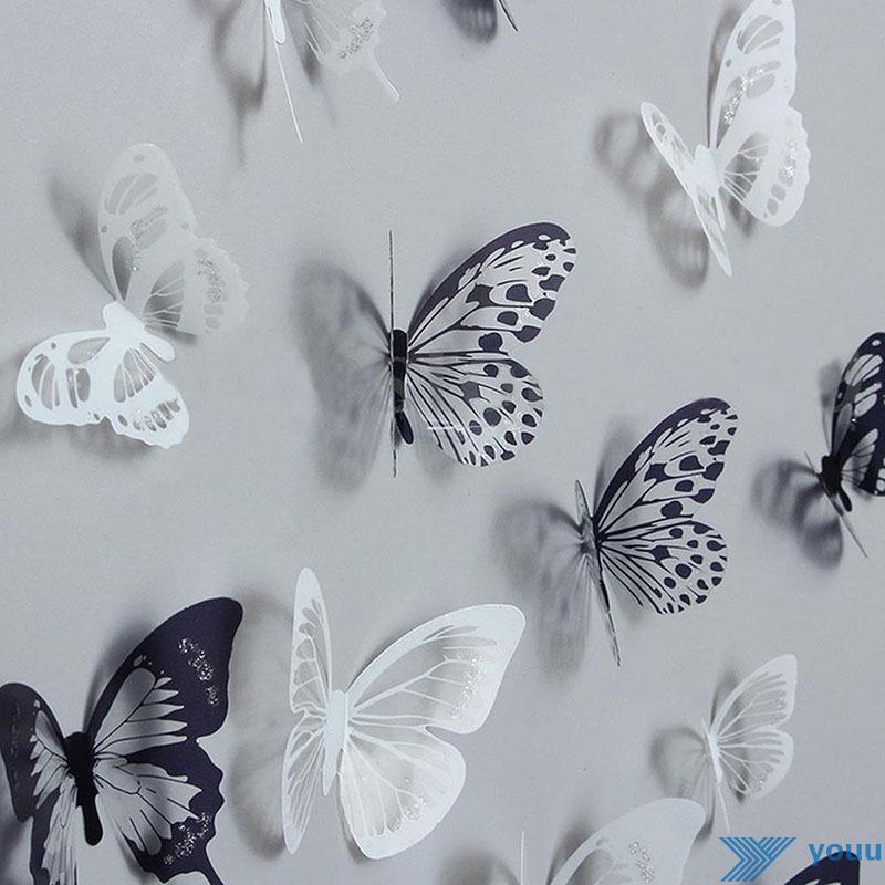 Set 18 decal bươm bướm 3d dán tường trang trí