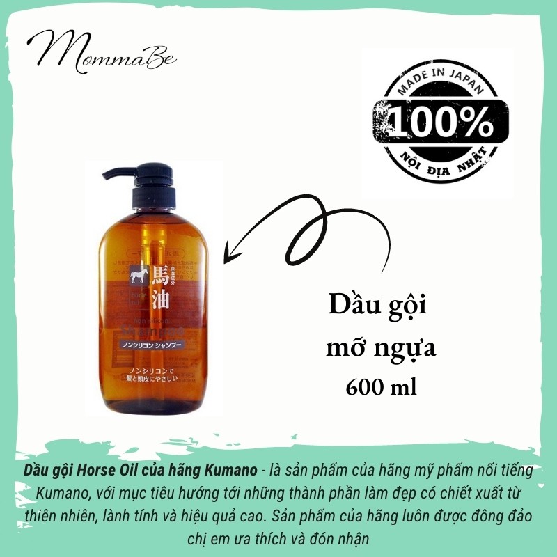 Cặp dầu gội xả mỡ ngựa Horse Oil 600ml Nhật Bản