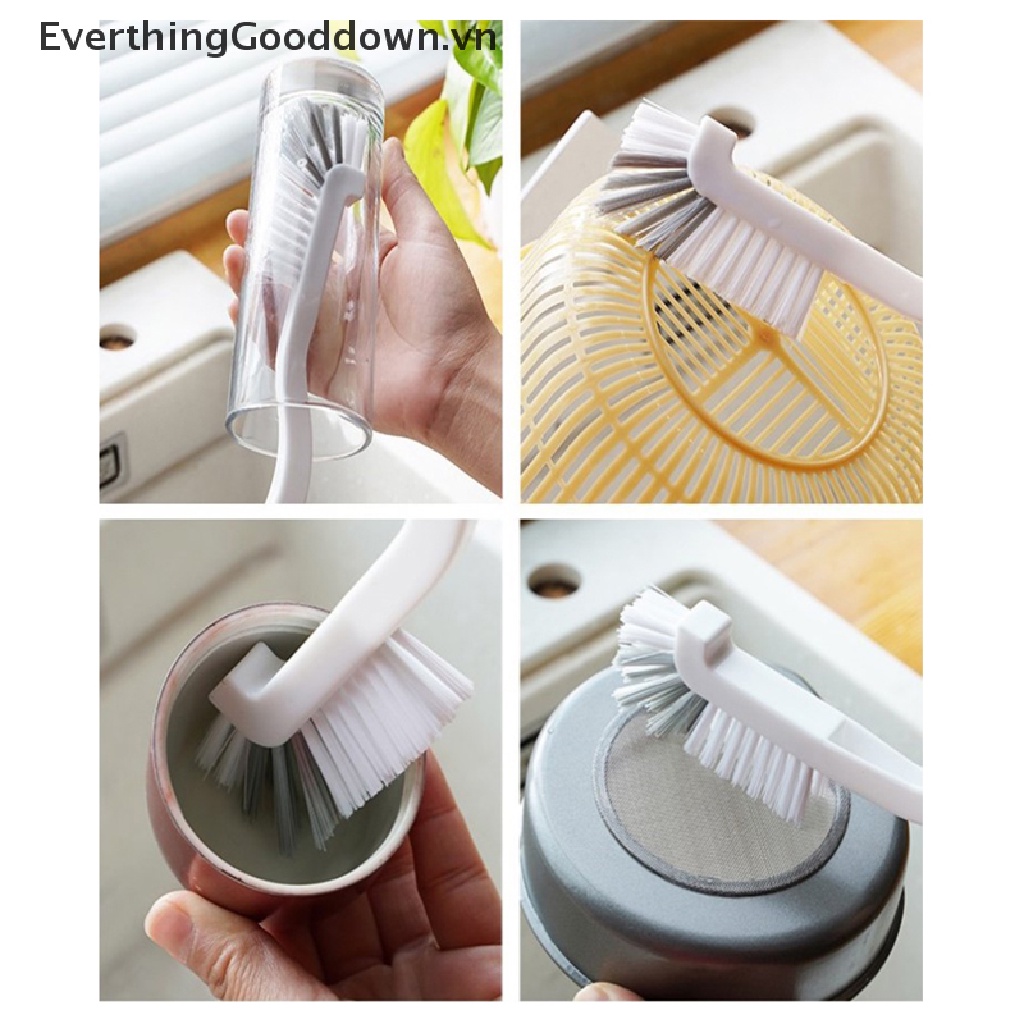 Everthinggooddown Bàn Chải Vệ Sinh Chai Lọ Nhà Bếp / Phòng Tắm Tay Cầm Uốn Cong