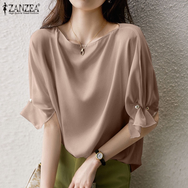 Zanzea Áo Kiểu Tay Phồng Cổ Tròn Thời Trang Cho Nữ