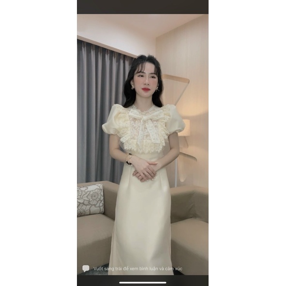 [Aimee Clothing] Áo dài cách tân thiết kế cổ ren siêu xinh - Áo dài tết tay bồng đủ màu
