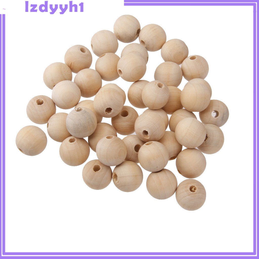 Set 50 Hạt Gỗ Tròn Tự Nhiên Dùng Làm Trang Sức Diy