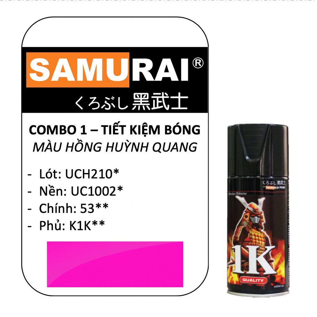 [ COMBO 4 CHAI ] SƠN XỊT SAMURAI MÀU HỒNG HUỲNH QUANG UCH210 - UC1002 - 53** - K1K