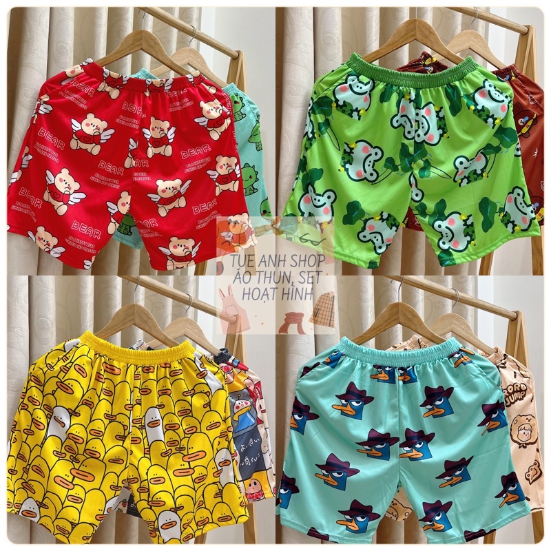 [Mẫu Mới] Quần Short Lửng Cartoon Unisex - Quần cute mặc nhà TUEANHSHOP - ĐÙI HOẠT HÌNH nam nữ Freesize 38-65kg