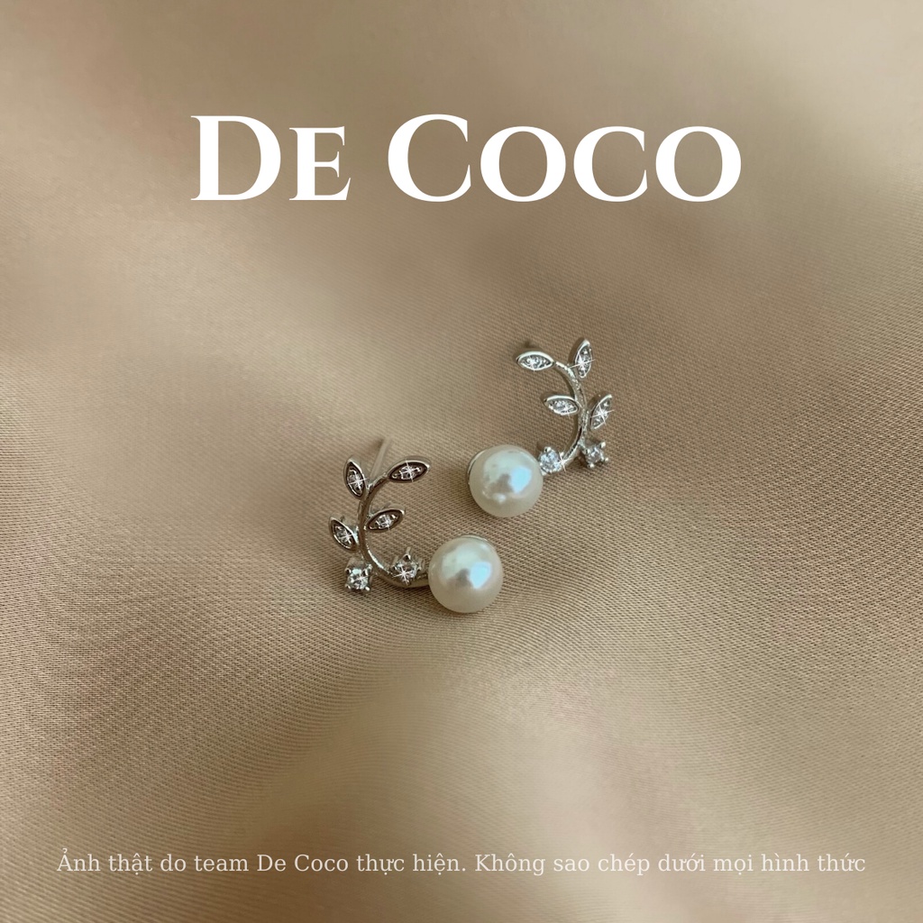 Khuyên tai bông tai lá cây Olive đính đá decoco.accessories