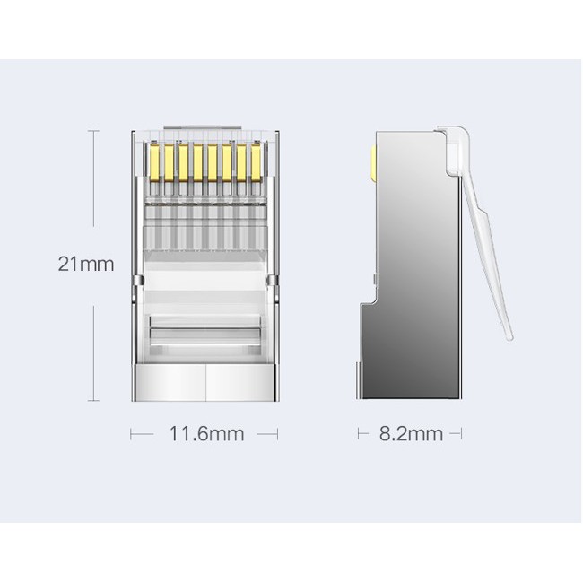 Hạt Mạng JR45 CAT6 Chính Hãng Ugreen 50248 Cao Cấp (100 Hạt)