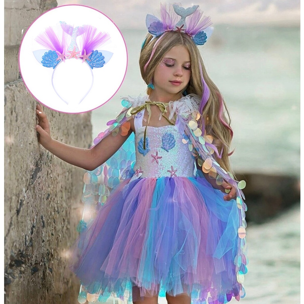 Đầm Xòe Hóa Trang Nàng Tiên Cá Xinh Xắn Cho Bé Gái