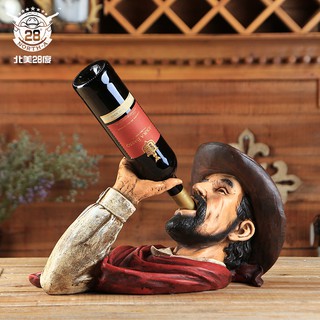 Giá đỡ rượu mô hình cao bồi để bàn - Decor đồ trang trí phong cách Cowboy Viễn Tây