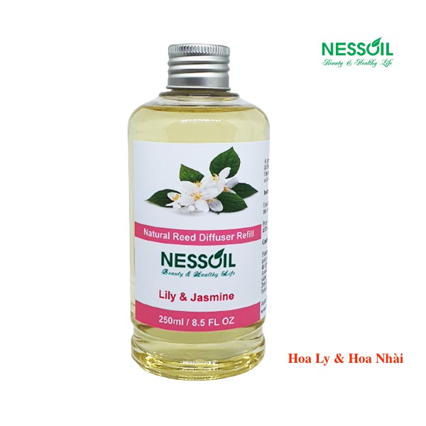 Tinh dầu Refill (thay thế, bổ sung) 250ml, hương Hoa Nhài &amp; Hoa Ly, dùng rót vào bộ cắm đã cạn tinh dầu