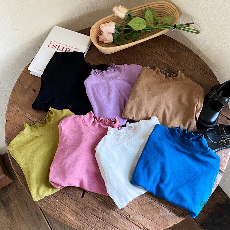 Áo Thun Trơn Màu Cơ Bản Phong Cách Hàn Quốc Thân Thiện Với Da Cho Bé Gái