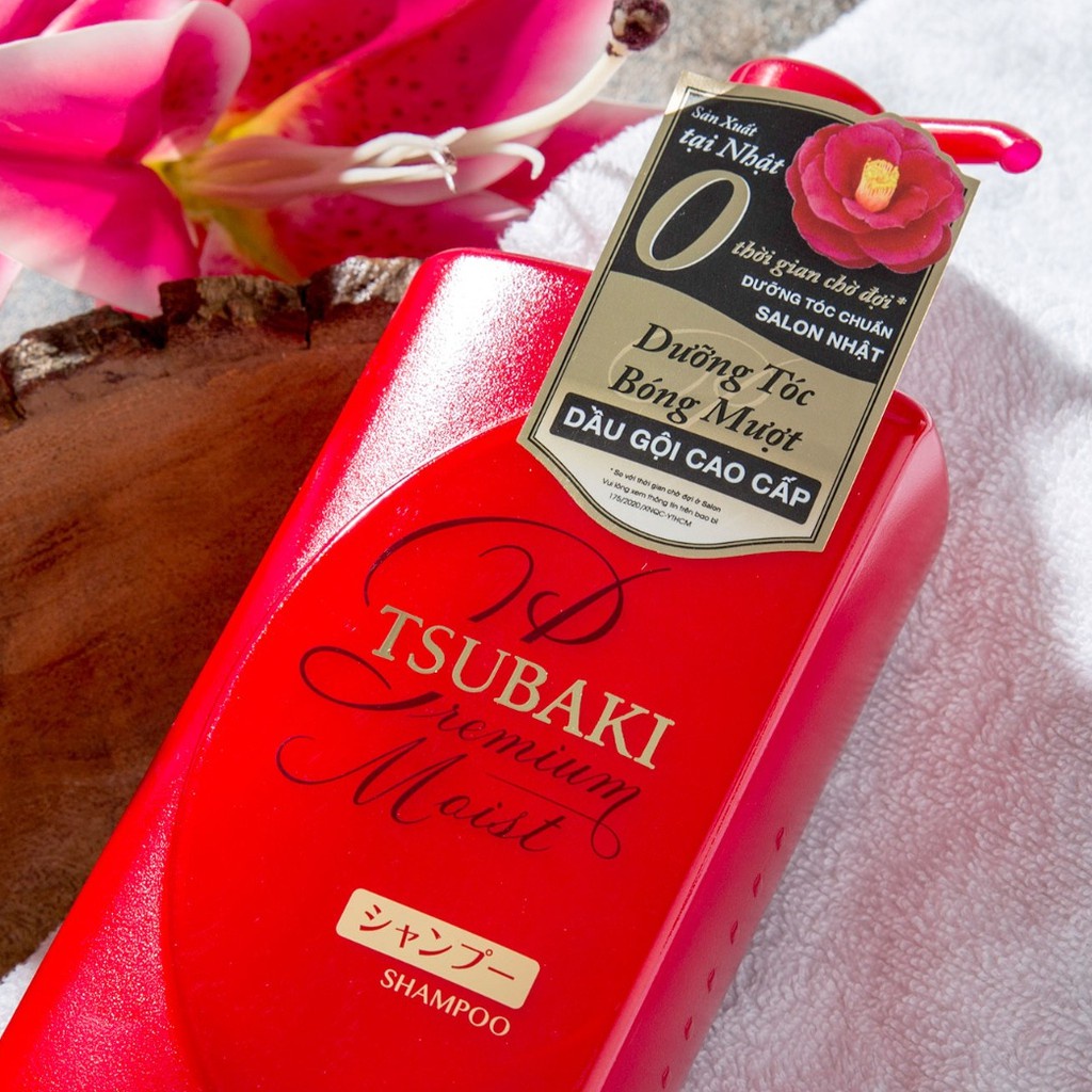 Bộ Dầu Gội Và Dầu Xả Tsubaki Đỏ Nhật Bản Premium Moist Tsubaki Dưỡng tóc Suôn Mềm Bóng Mượt Chính Hãng (490ml/chai)