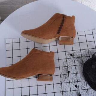 Boot Cổ Ngắn Hàng Da Lộn Cao 3cm