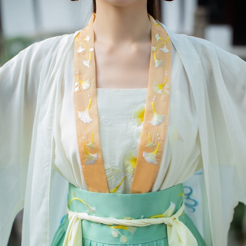 Ginkgo Đầm Hán Phục Phong Cách Trung Hoa Dài Đến Ngực Tay Rộng Siêu Nữ Tính Phong Cách Cổ Điển Ginkgo Wei Jin Cho Nữ