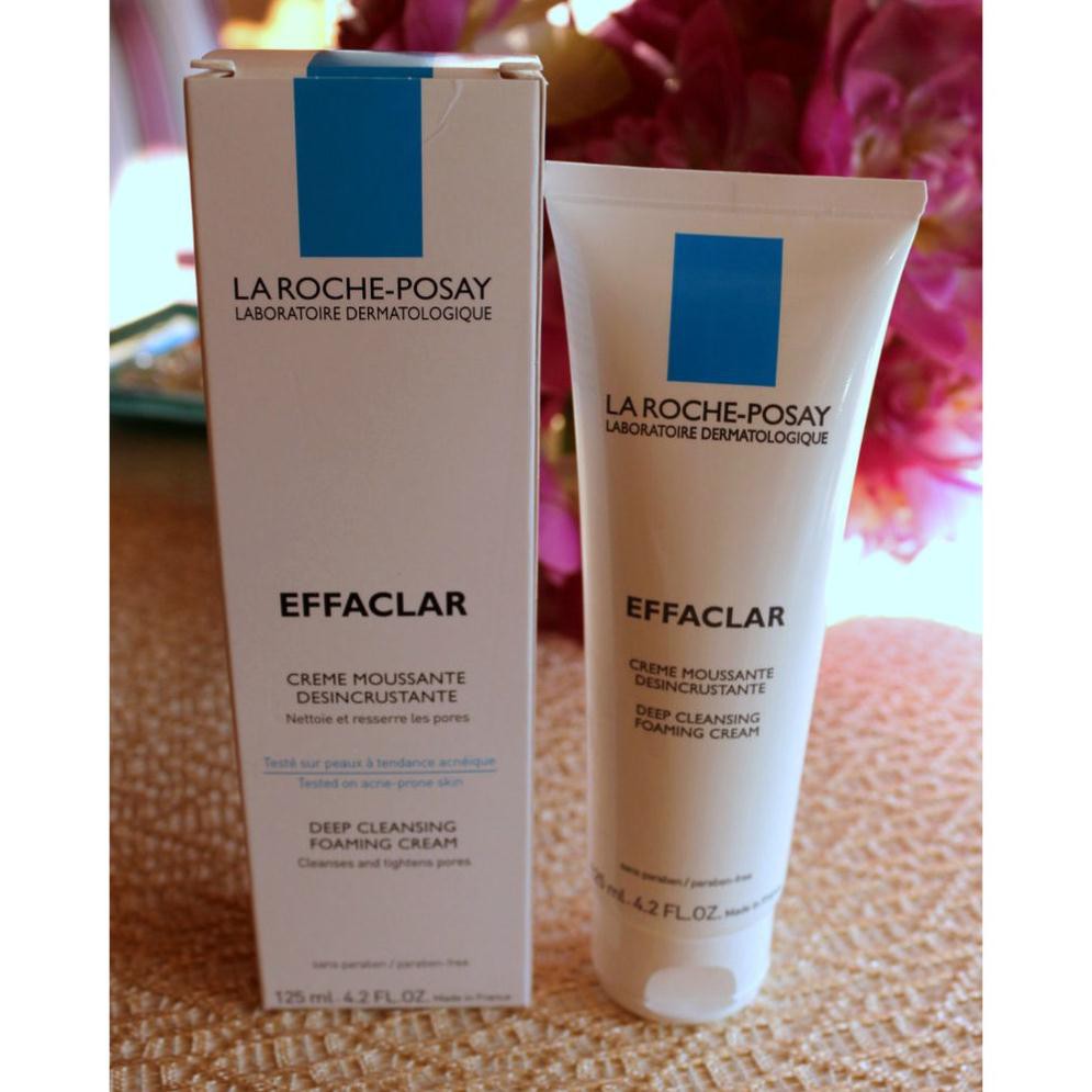 La Roche-Posay Effaclar Creme Moussante Desincrustante - Sữa Rửa Mặt Tạo Bọt Làm Sạch & Se Nhỏ Lỗ Chân Lông 125ml [DKSH]