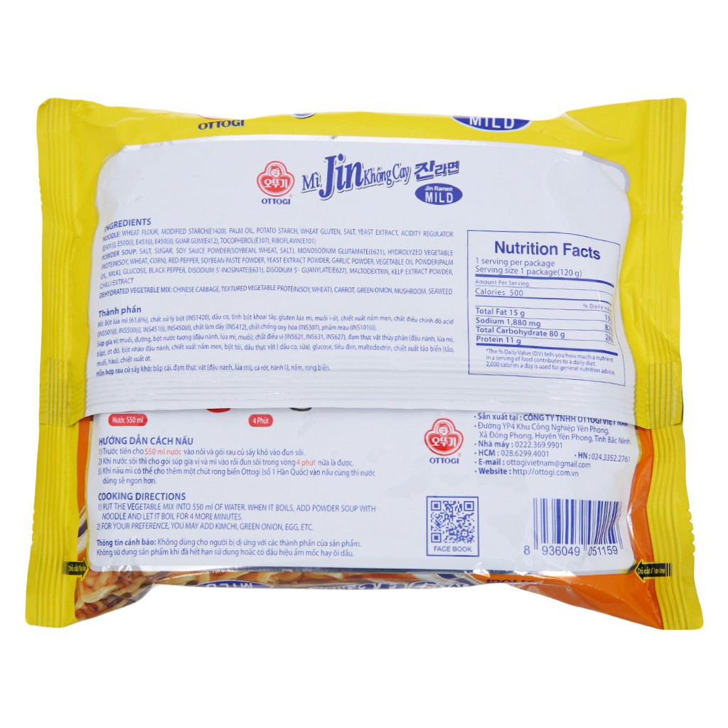 Mì Jin Không Cay Ottogi 120G