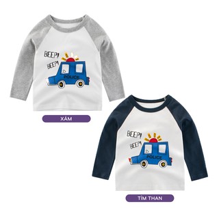 Áo thun bé trai EROKIDS áo thun dài tay cho bé in hình ô tô chất cotton hàng xuất Âu Mỹ