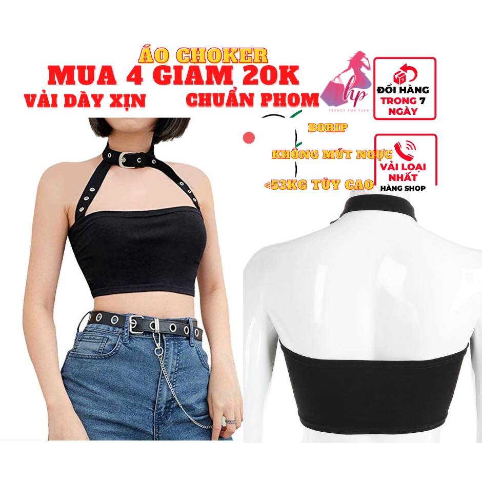 áo croptop nữ dạng ống khoét ngực dây cổ ôm body kiểu hàn quốc - mã A124