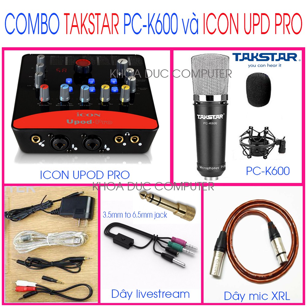 Combo bộ thu âm, hát livestream cao cấp Takstar PC-K600 và Icon Upod Pro chính hãng ( K600 )