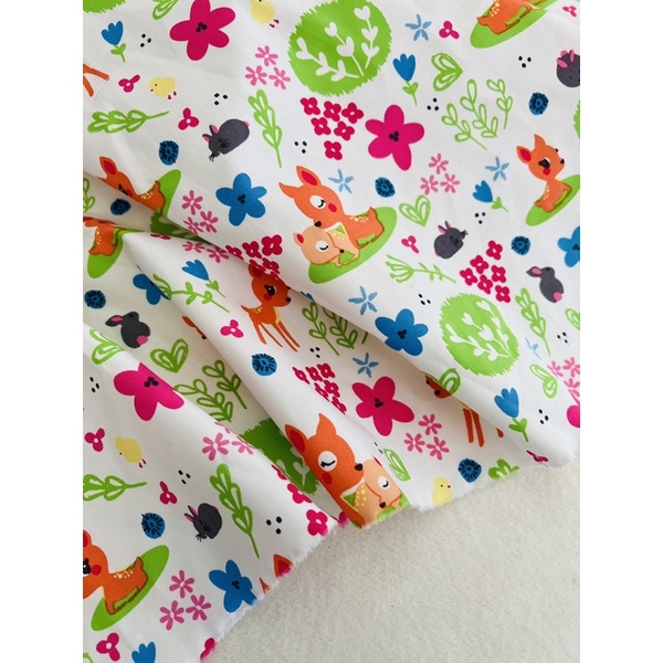 Vải thô cotton hoạ tiết chú nai Bambi