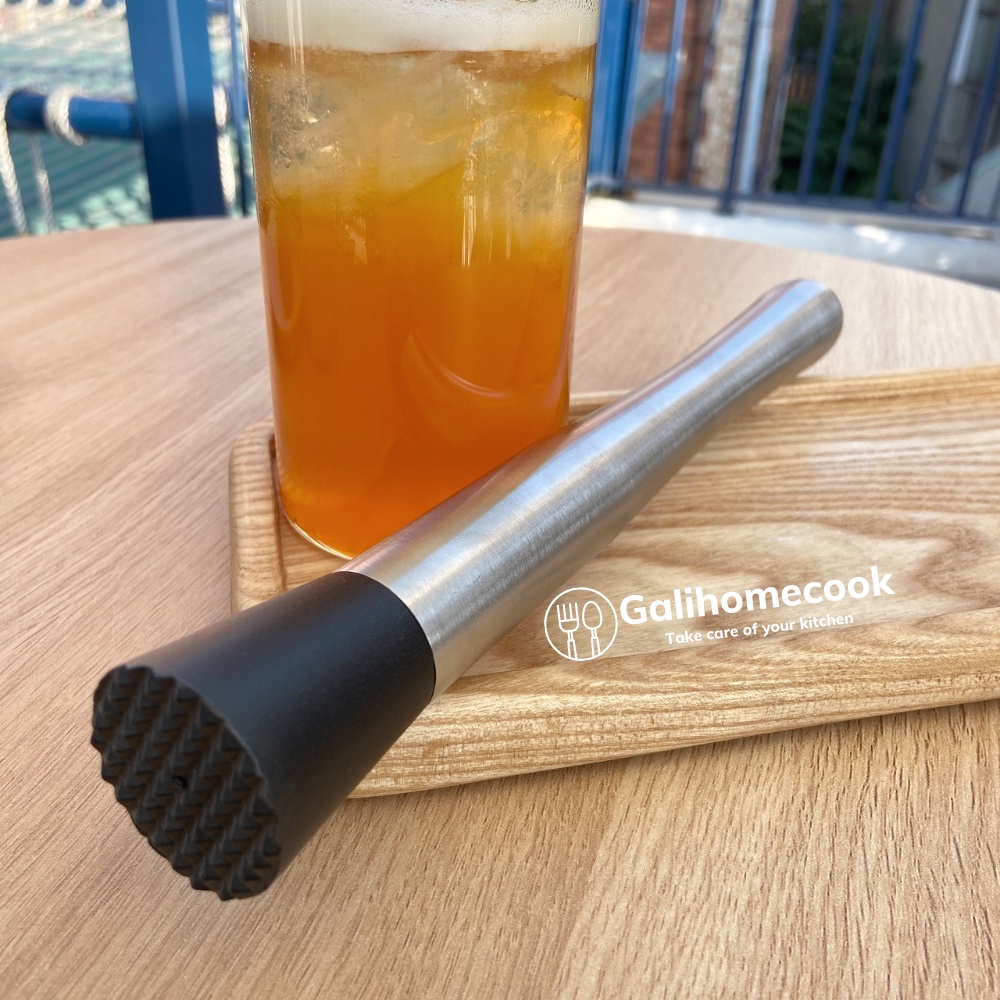 Chày bar, chày dầm pha chế inox 25cm đầu nhựa cao cấp (chất liệu inox 304),đập đá, thanh nghiền | Galihomecook TETC