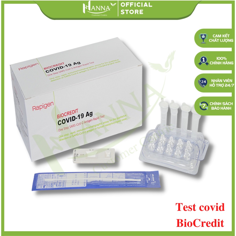 Test BioCredit Hàn Quốc (Hộp 20 test) Rapigen, lấy dịch tỵ hầu, có kết quả sau 5p, tiện lợi, dễ dàng sử dụng