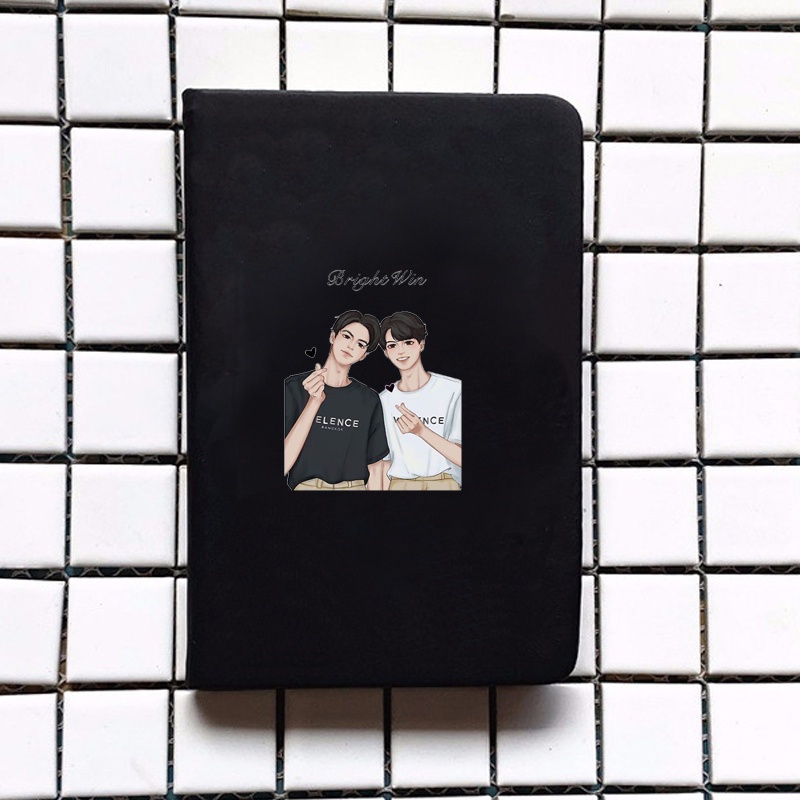 Sổ da cầm tay A6 in hình BRIGHTWIN 2gether BL Thái Lan anime chibi ghi chép tiện lợi đi học