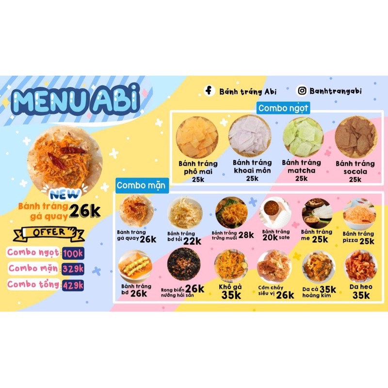 [Mã 267FMCGSALE giảm 8% đơn 500K] FULL COMBO BÁNH TRÁNG ABI CÁC VỊ