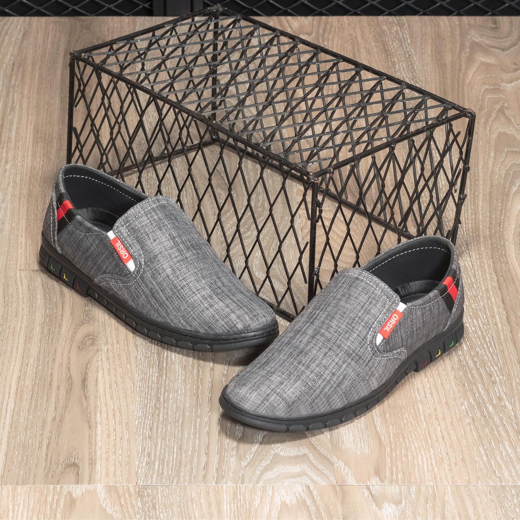 Giày lười nam ORSIL vải jeam màu xám | BigBuy360 - bigbuy360.vn