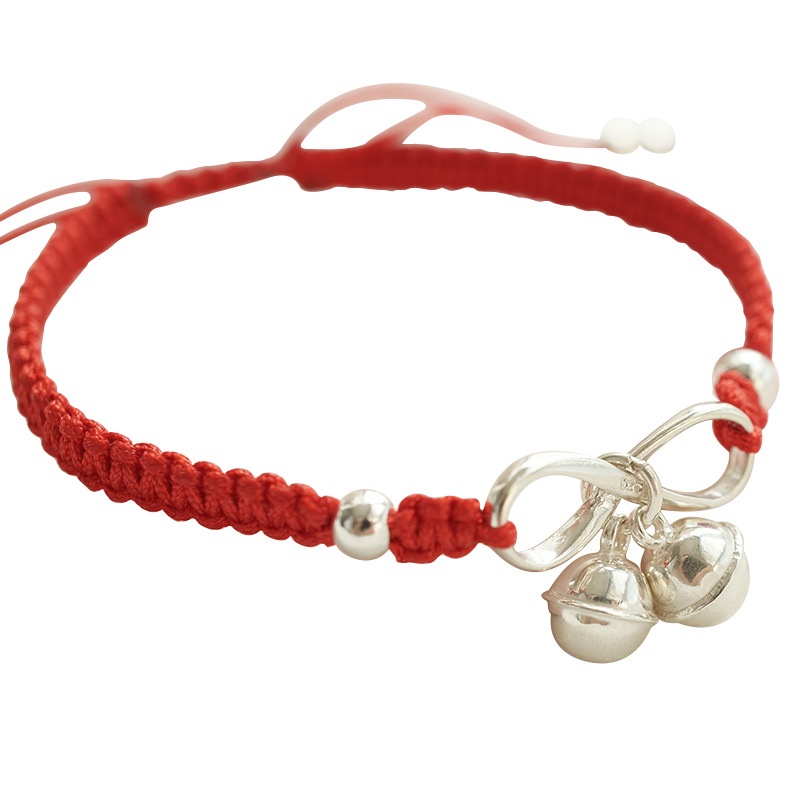 Vòng đeo tay dệt ruy băng đỏ Vòng đeo tay chuông chuông thời trang tinh tế đơn giản và thanh lịch vòng đeo tay nữ