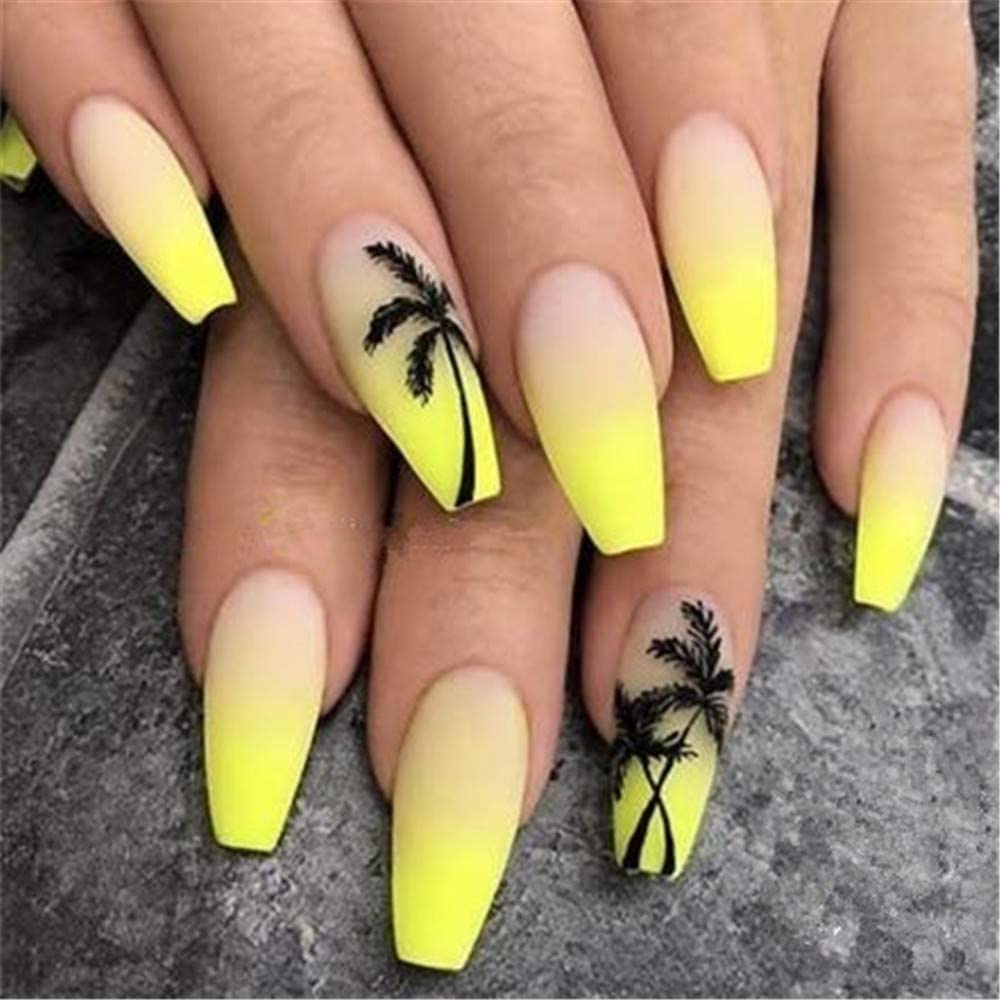 [Hàng mới về] Miếng dán trang trí móng tay hình cây dừa nhiệt đới
