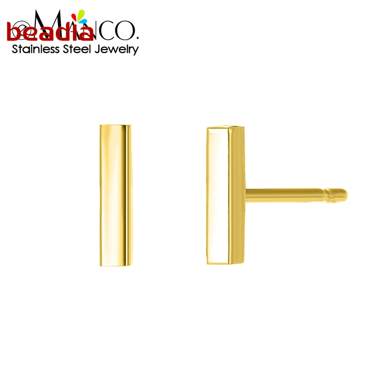 Khuyên tai đinh tán Beadia cỡ nhỏ thời trang phong cách Hàn Quốc bằng chất liệu thép không gỉ dành cho bạn nữ