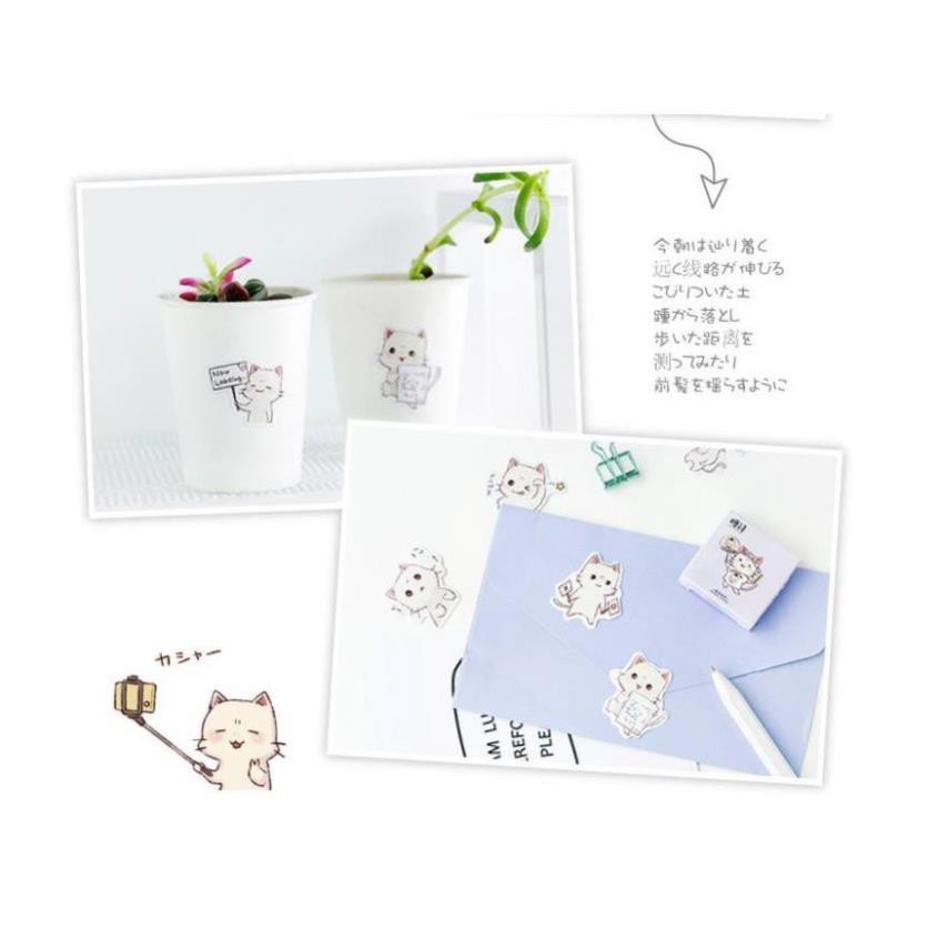 Bộ 45 Sticker Hàn Quốc hình mèo kute dán trang trí E05