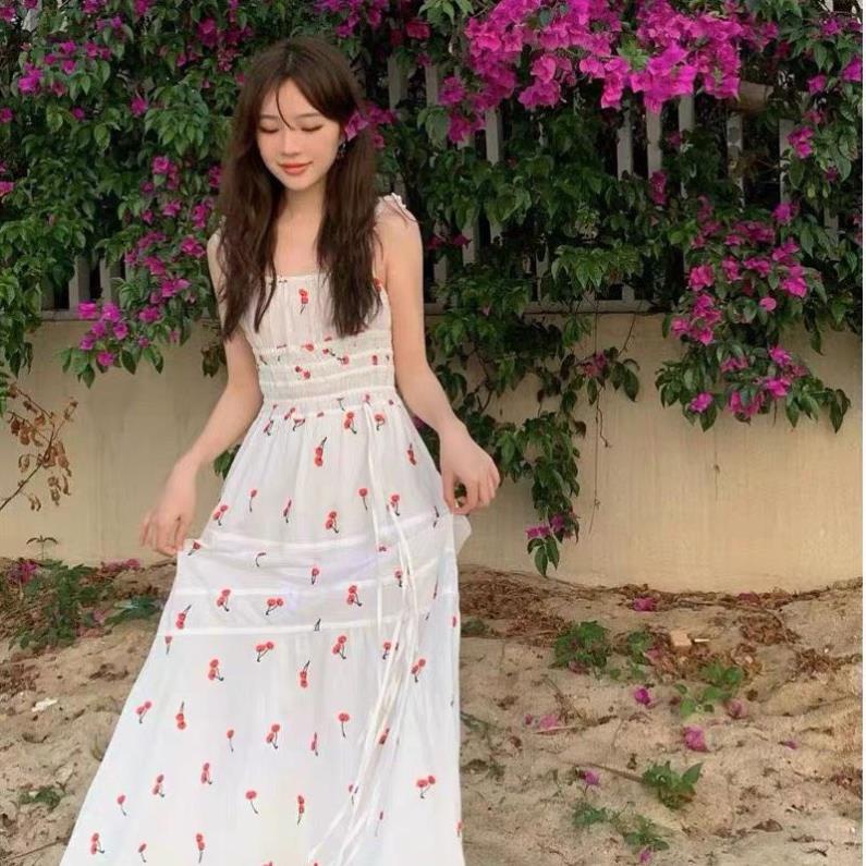 Váy 2 dây maxi họa tiết cherry dễ thương | BigBuy360 - bigbuy360.vn