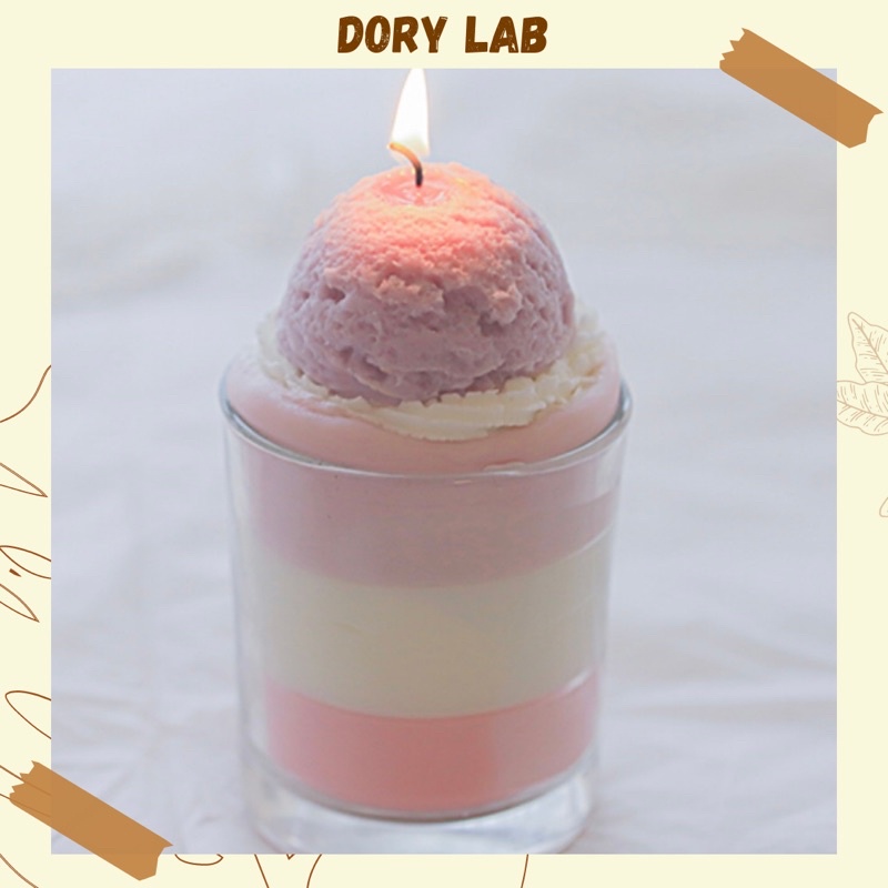 Nến Thơm Ly Viên Kem Màu Pastel Không Khói Handmade - Dory Lab