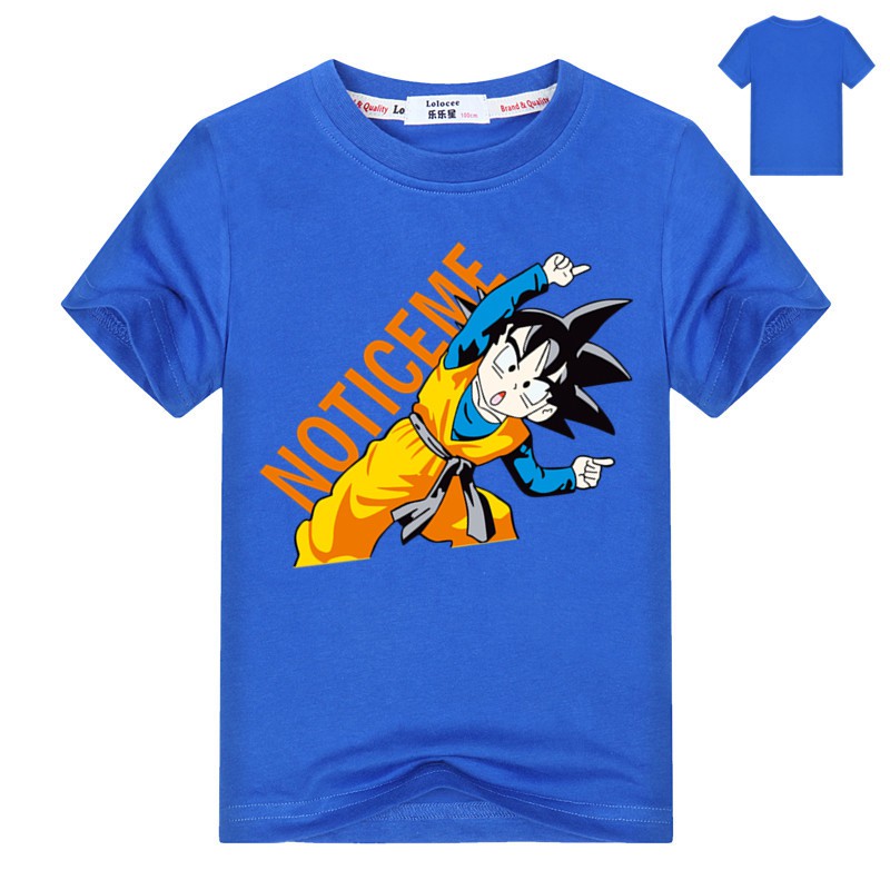 Áo thun cotton ngắn tay họa tiết Dragon Ball Z Goku thời trang mùa hè cho bé trai