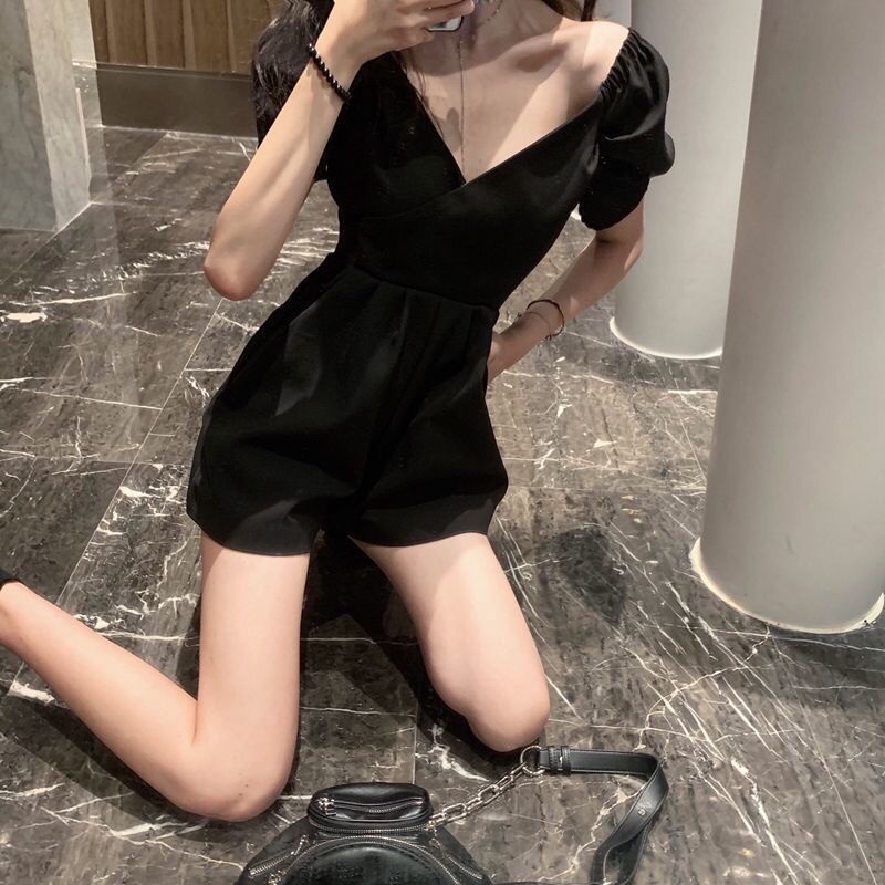 COZOK Jumpsuit trễ vai tay phồng cổ chữ V