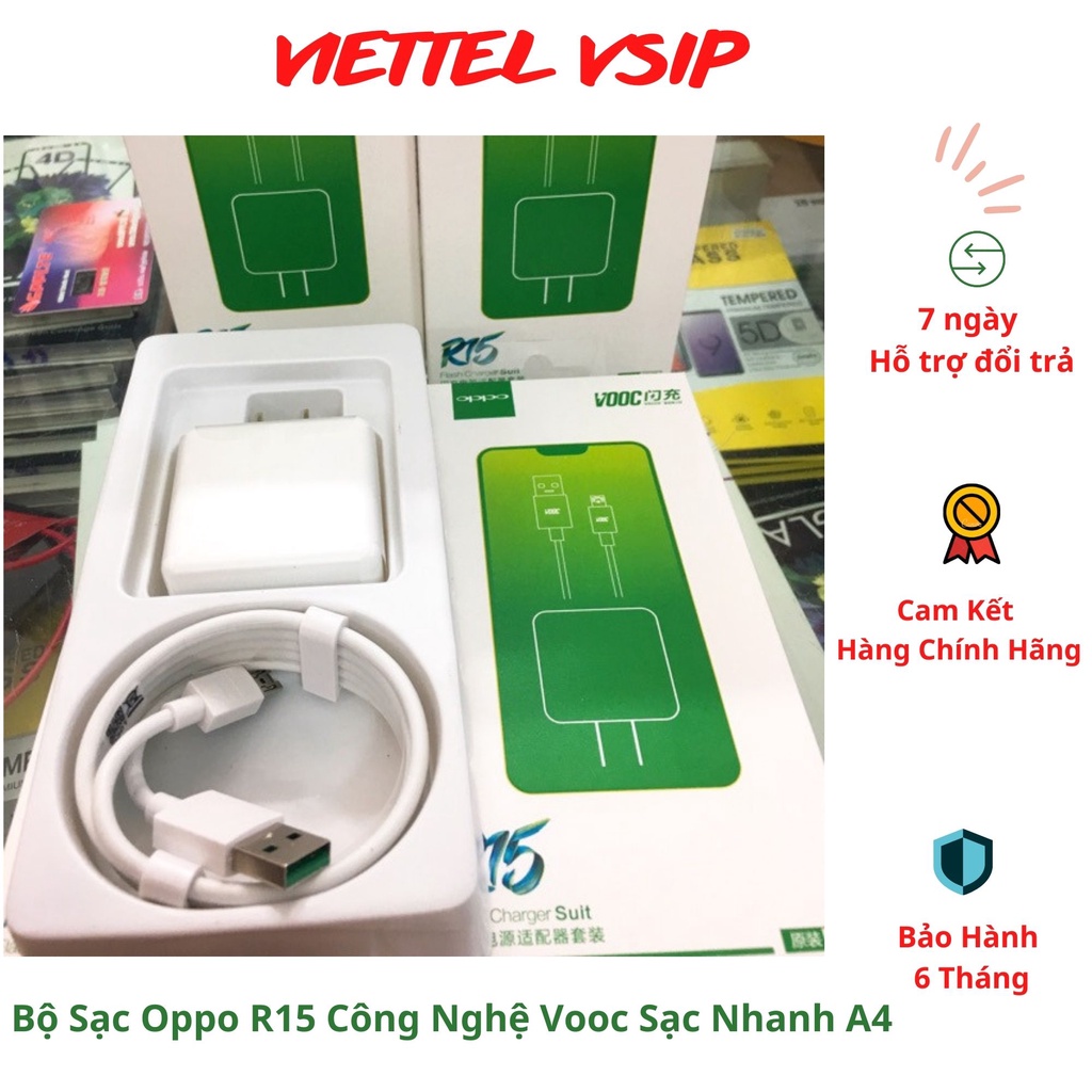 Bộ Sạc Oppo R15 Công Nghệ Vooc Sạc Nhanh A4 Phù Hợp Với Dòng Máy R9, R9 Plus, N3, F1 Plus Chính Hãng
