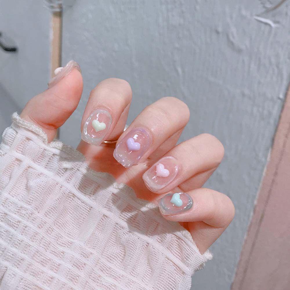Phụ Kiện Trang Trí Móng Tay Hình Trái Tim Dễ Thương DIY