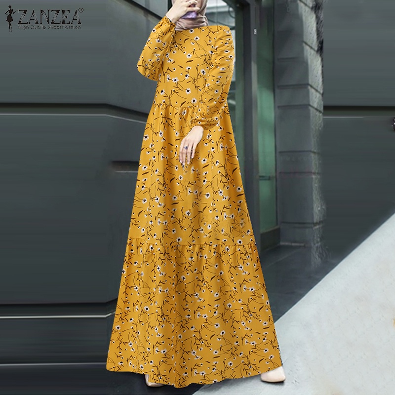 Zanzea Đầm Maxi Dài Tay In Họa Tiết Phong Cách Bohemian Dành Cho Nữ