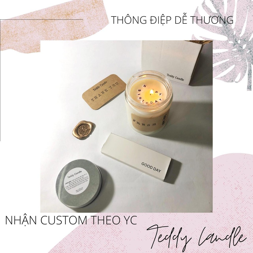 [Tặng diêm dài cho mọi đơn] Nến thơm ghép chữ tinh dầu cao cấp không khói Teddy Candle