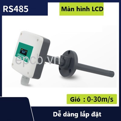Cảm biến đo tốc độ gió trong đường ống ES-WS-01 có màn hình hiển thị LCD (RS485 Modbus RTU)