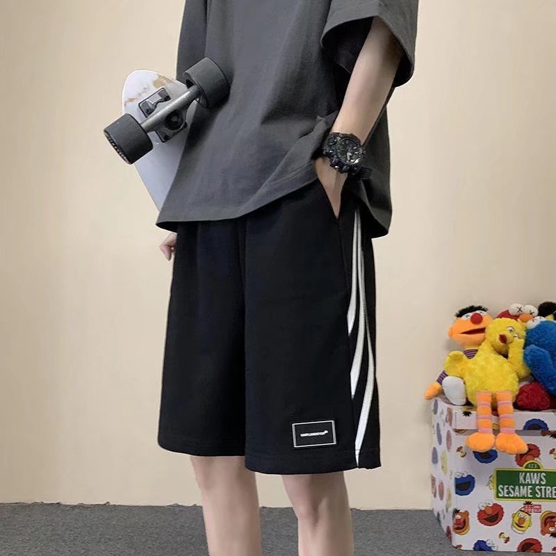 Quần Short Thể Thao Ống Rộng Phối Sọc Hai Bên Thời Trang Hàn Quốc Cho Nam [M-3XL]