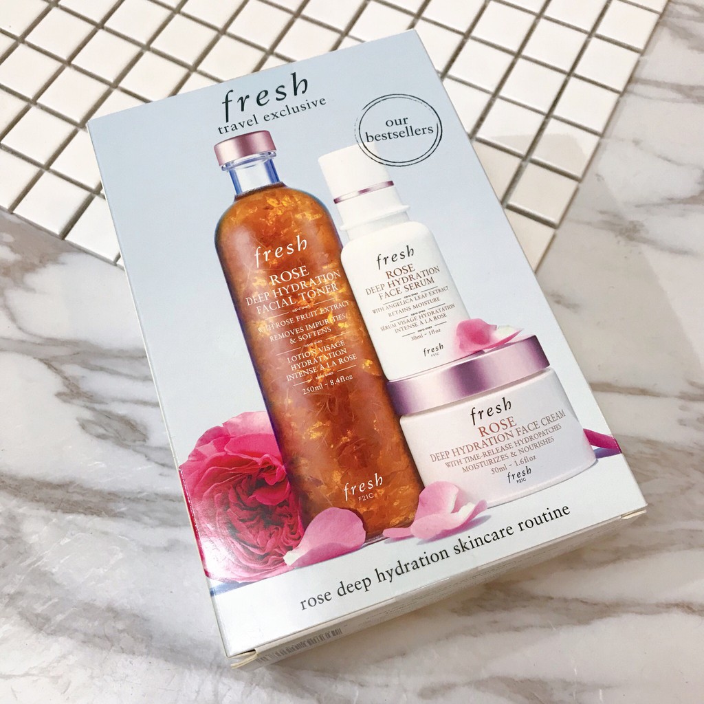 fresh rose deep hydration skincare set