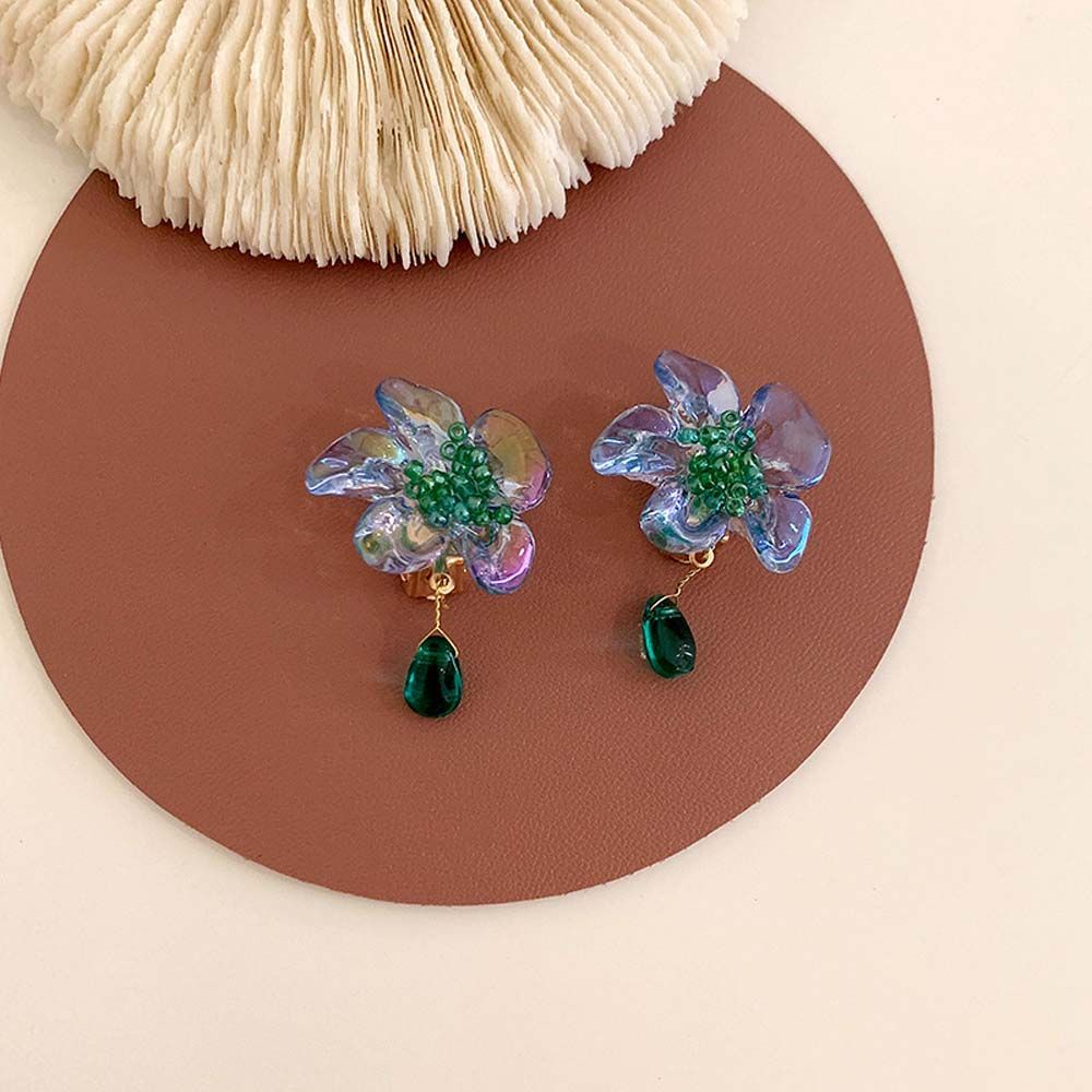 Khuyên Tai Kẹp Hình Hoa Bằng Acrylic Nhiều Màu Sắc Phong Cách Hàn Quốc Cổ Điển Thời Trang Cho Nữ