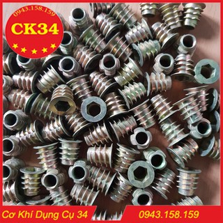 ốc cấy ren M8 có vành đóng loa thùng. Khế phi 8, ốc cấy gỗ phi 8 (Túi 100 con)